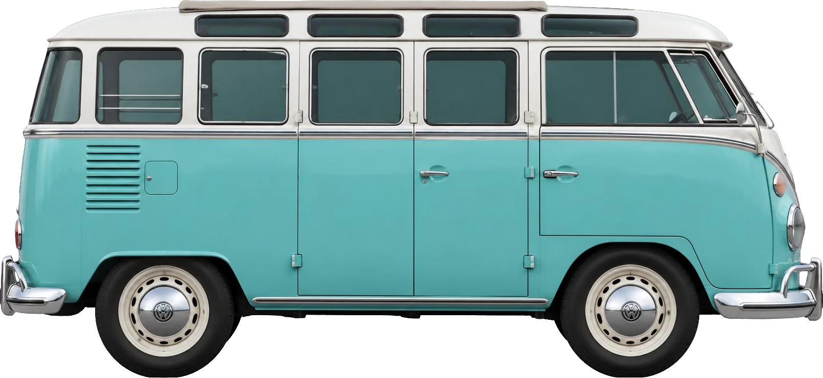 Combi Volkswagen T1 Samba turquoise et blanc